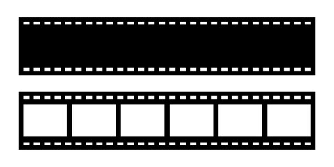 Film strip design in a seamless vector style, displayed over a white background with alpha channel support.