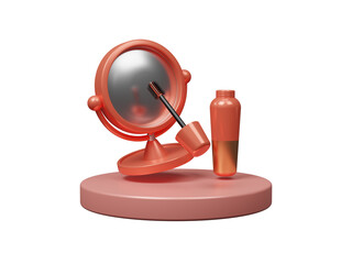 Beauty cosmetics 3d icon isolated on transparent background, Makeup cosmetic concept. Perfect look and beauty. Realistic packages for decorative cosmetics. Cartoon minimal style. 3d rendering