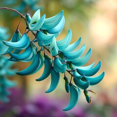 Jade Vine Blossoms: A close-up shot of a stunning Jade Vine in full bloom, its turquoise petals delicately arranged to capture the essence of natural beauty. A celebration of natural artistry.