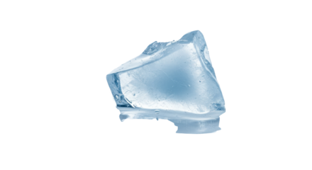 Single piece of clear ice isolated on a white background for cold drinks and concepts.