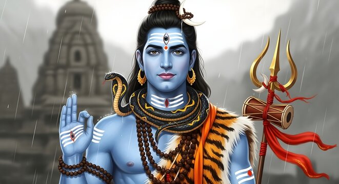 Shiva hindu god illustration mahadev shankar bholenath deity india religion spiritual art