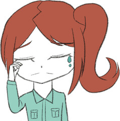 デフォルメ作業着女子　泣く