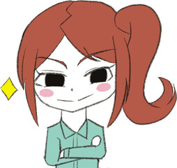 デフォルメ作業着女子　どや顔