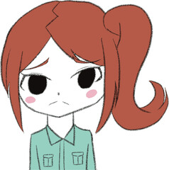 デフォルメ作業着女子　不安