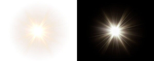 Sun, light, sunshine, sunlight, flare with shine ray glow in PNG format, perfect overlay for...