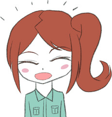 デフォルメ作業着女子　笑顔