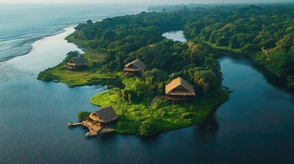 Eco-tourism featuring responsible travel in natural parks, wildlife watching, sustainable accommodations, cultural respect, immersive nature experiences, environmental stewardship showcased visually