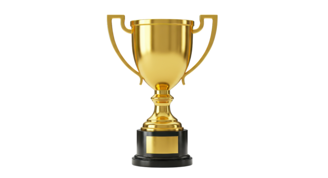 High quality shiny gold trophy cup award winner achievement isolated on white background - Powered by Adobe