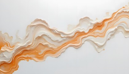Abstract Fluid Art with Soft White and Orange Textures on White Background – Dreamy Swirl Design