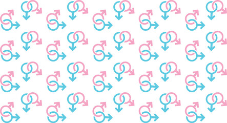 Interlocked male female gender symbols representing union equality Gender equality outline icon