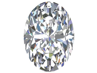 highly detailed illustration of an oval-shaped diamond. It showcases the brilliance and complexity of the gemstone's cut, emphasizing its reflective qualities and intricate facets.