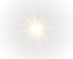 Gold, shiny, yellow, horizontal, sun PNG flare with transparent background. PNG Overlay bright beam for luxury, magic, sparkle, glow, and elegant festive illumination.