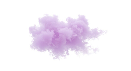Soft purple smoke cloud isolated on white background
