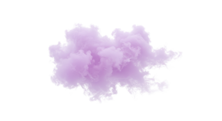 Soft purple smoke cloud isolated on white background