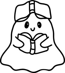 Halloween Ghost reading Bookish ghost Reading book vibes Trendy bookish png Book lover clipart Halloween gift Vector Illustrator