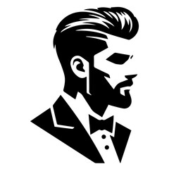 Bold Black and White Vector Silhouette of a Man with a Beard