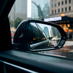 Closeup Modern Car Side Mirror Exterior Detail