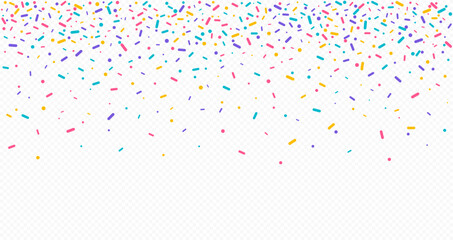 Colorful sprinkles banner background, colorful falling decorative sprinkles background