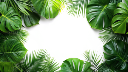 frame of tropical palm leaves  isolated om transparent
