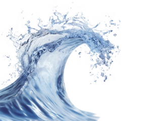 Stunning digital illustration capturing the graceful movement and splendor of a water wave transparent background