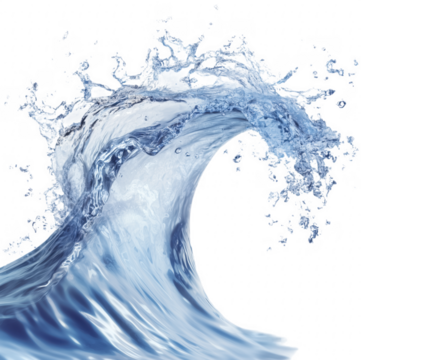 Stunning digital illustration capturing the graceful movement and splendor of a water wave transparent background