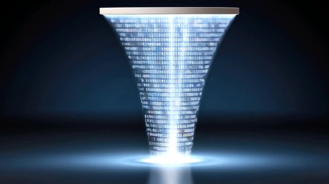 Futuristic Digital Vortex Illuminating Data Flow and Technology with Binary Code for Innovation and Abstract Depth