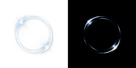Twirl, line, light, circle, effect with glowing bright magic in PNG format, perfect overlay for...
