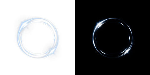 Twirl, line, light, circle, effect with glowing bright magic in PNG format, perfect overlay for transparent PNG art, adding twirl, line, light elegance and futuristic sparkle to designs.