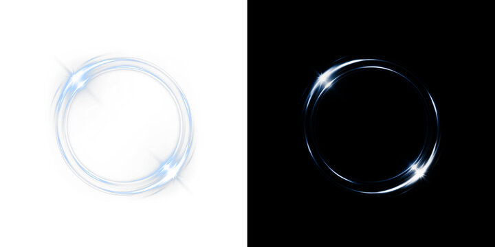 Twirl, line, light, circle, effect with glowing bright magic in PNG format, perfect overlay for transparent PNG art, adding twirl, line, light elegance and futuristic sparkle to designs.