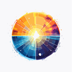 Obraz premium Vibrant radial sun reflection over rippling water, perfect for backgrounds, branding, or design projects needing a colorful burst.