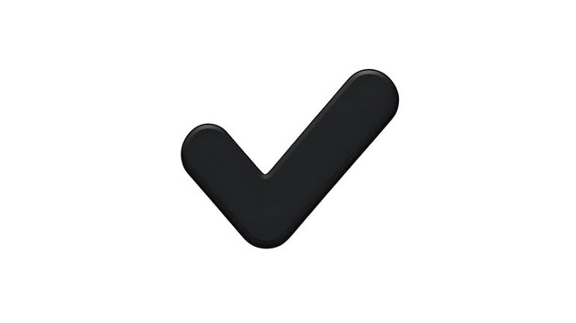 A vibrant black check mark displayed on a clean white background, symbolizing task completion, success, and positive affirmation. Its minimalist and crisp design adds a modern visual appeal, perfect f