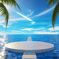 Floating Circular Platform in Tropical Ocean Paradise