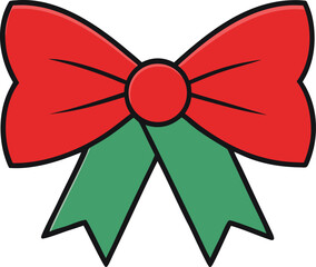 christmas ribbon bow icon on transparent background