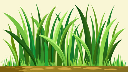 Fototapeta premium Vector art of a simple illustration of green grass growing from the ground against a plain beige background
