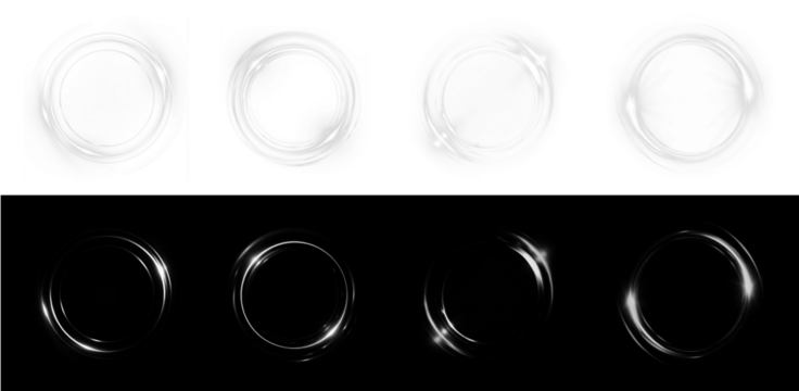 Circle, white, glow, brilliant, round luminous PNG frame with electric shine on transparent scene. Sleek PNG Overlay for tech, space, and futuristic digital design projects.