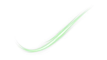 Light green twirl with luminous glow and neon curve. Glowing green light beam, swirl, and spiral effect PNG. Transparent overlay for futuristic design and decoration.