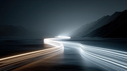 Obraz premium Abstract light trails winding pathway