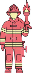 Cartoon firefighter illustration vector graphic design fire rescue emergency services hero