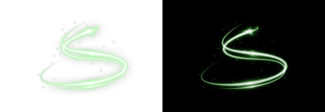 Light green twirl with luminous glow and neon curve. Glowing green light beam, swirl, and spiral effect PNG. Transparent overlay for futuristic design and decoration. - Powered by Adobe