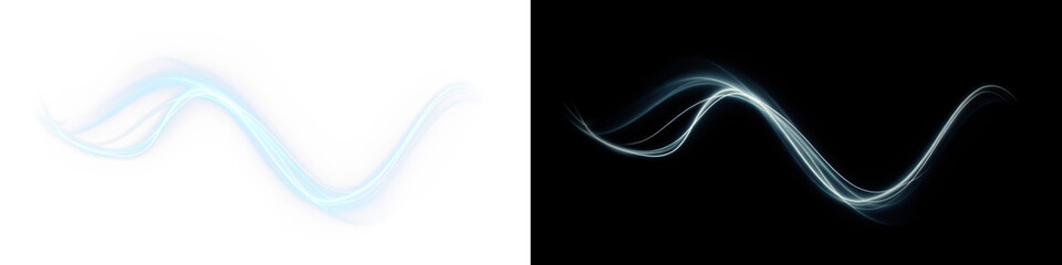 Neon, blue, motion, trail, speed with glowing light effect, flash and LED energy in PNG format, perfect overlay for transparent PNG art, adding neon, blue, motion futuristic touch. © Ekaterina