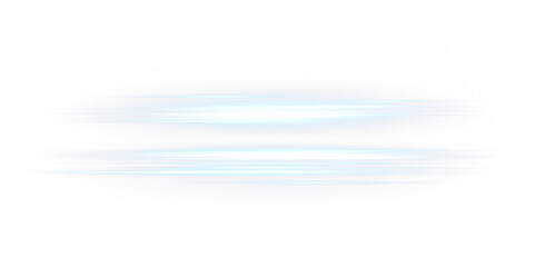 Blue horizontal lens flare with glowing streaks. Futuristic light beam, laser effect, and bright ray PNG. Transparent overlay for space, tech, and abstract designs.