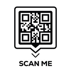 Scan QR code icon. Digital scanning qr code. QR code scan for smartphone. Scan Here text on top of the qr code