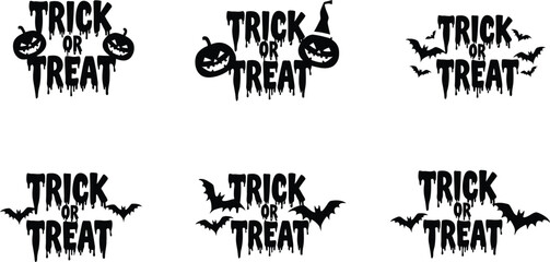 trick or treat typography vector design 