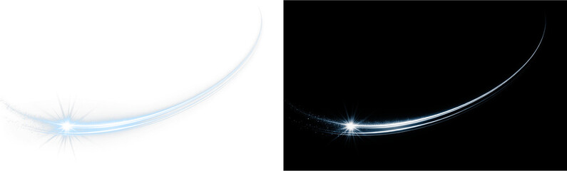 Blue, wave, wind, light, line glowing curved PNG with transparent trail and bright speed effect. PNG Overlay for vortex, futuristic light and dynamic energy visuals.