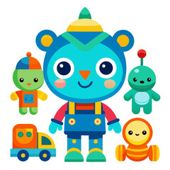 set of funny cartoon alien