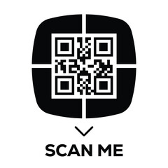Scan QR code icon. Digital scanning qr code. QR code scan for smartphone. Scan Here text on top of the qr code