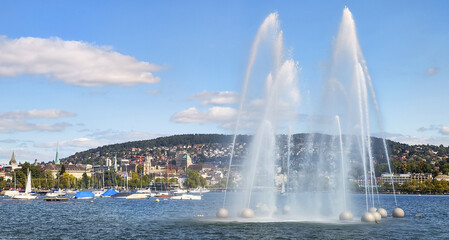View at the waterfront of Zurich, Switzerland