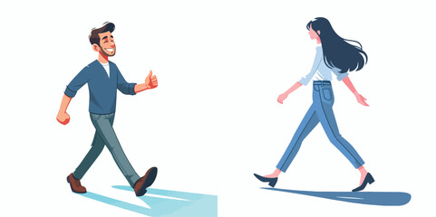Fototapeta premium vector image of a man and a woman walking