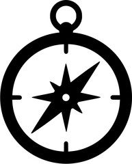 Fototapeta premium Compass Icon Vector, Navigation and Travel Direction Symbol, Flat Black Compass Clipart for Maps, Exploration, Adventure Journey, Location Tracking and GPS Navigation Applications