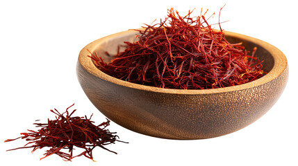 Fototapeta premium Aromatic Saffron Strands in Wooden Dish – Luxurious Culinary Ingredient